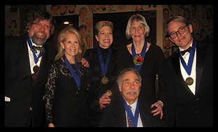 2017 Inductees: Oskar Eustis, Daryl Roth, Marin Mazzie, Arthur Kopit, Tina Howe, and Matthew Broderick