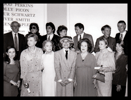 Back Row (L-R) Adolph Green, Betty Comden, Al Pacino, Tharon Muser, Jerry Herman, Burgess Meredith and Earl Blackwell.
							Front Row (L-R) Susan Strasberg, Angela Lansbury, Lillian Gish, Carol Channing, Ethel Merman, Princess Grace and Ellen Burstyn